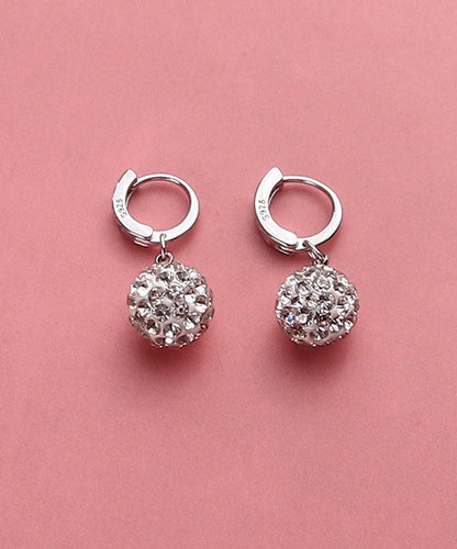 Modern Silk Silver Zircon Ball Drop Earrings Tw1035