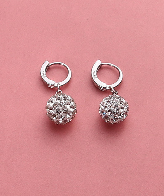 Modern Silk Silver Zircon Ball Drop Earrings Tw1035