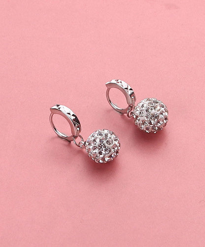 Modern Silk Silver Zircon Ball Drop Earrings Tw1035