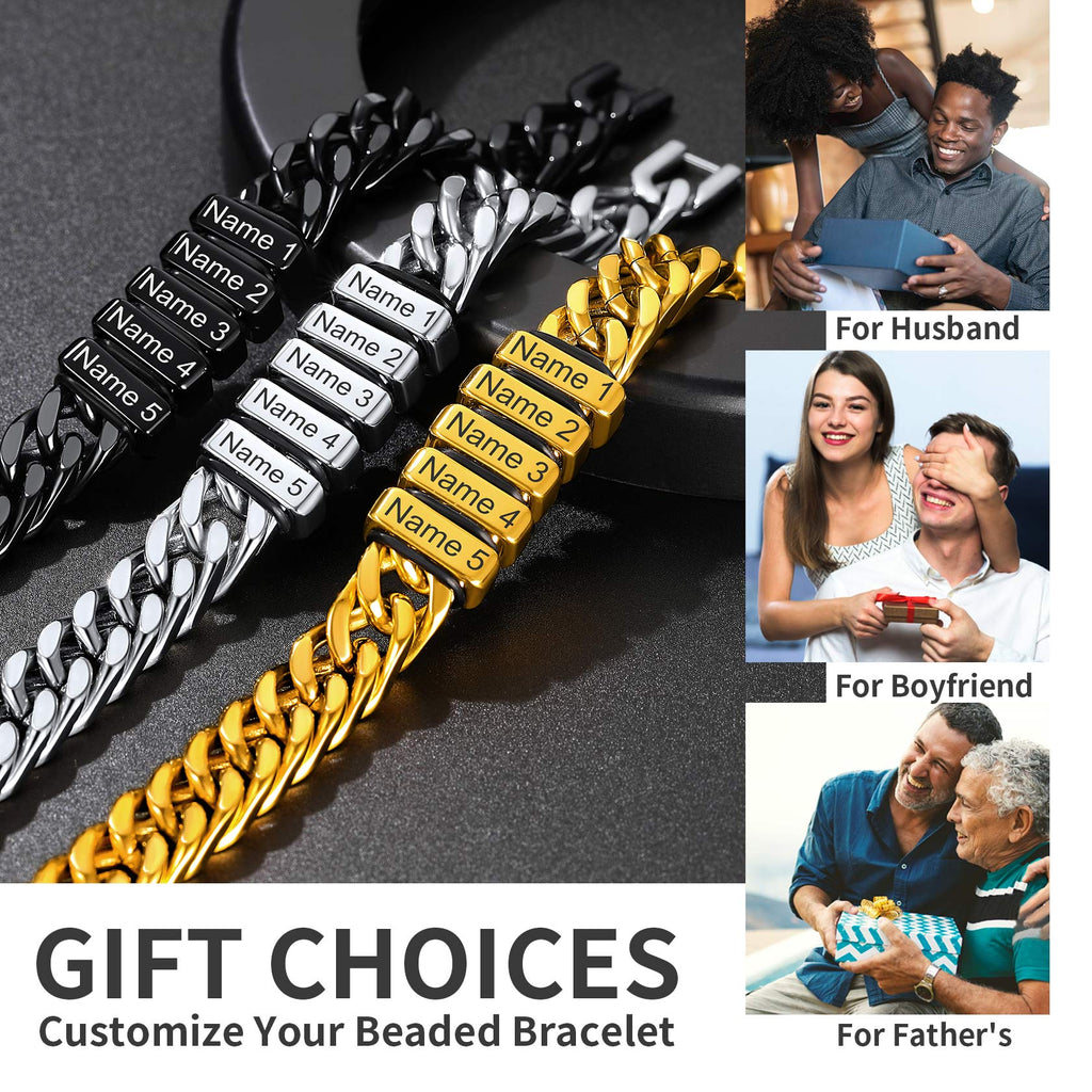 Personalized Cuban Link Bracelet Engraved Name Bracelet for
