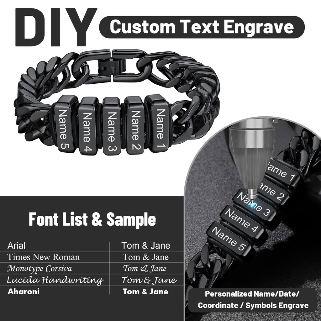 Personalized Cuban Link Bracelet Engraved Name Bracelet for