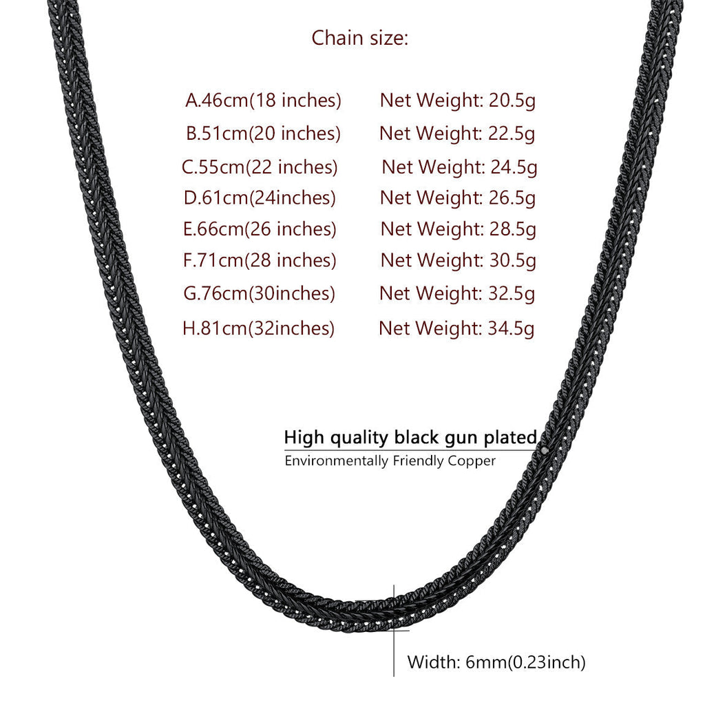 6mm Foxtail Chain Link Necklace for