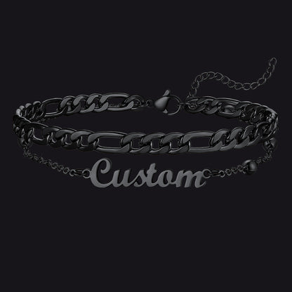 Personalised Name Figaro Chain Layered Anklet for