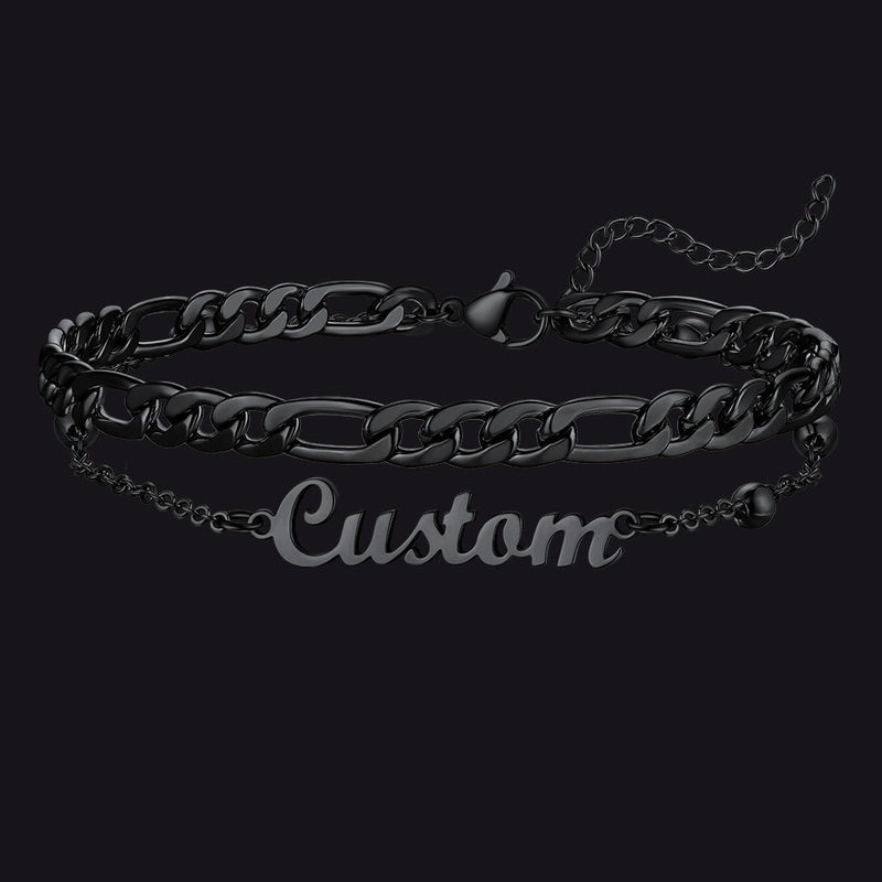 Personalised Name Figaro Chain Layered Anklet for