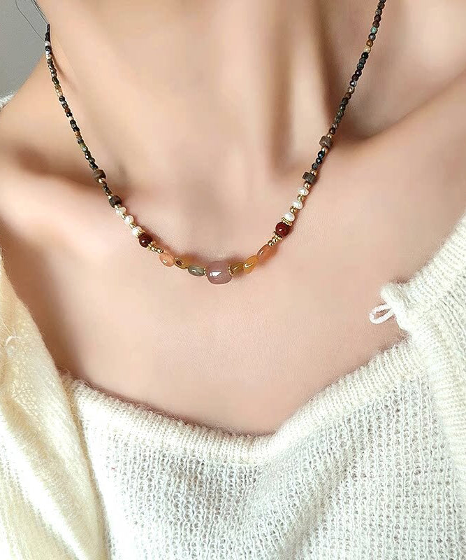 Natural Multicolour Gem Stone Gratuated Bead Necklace