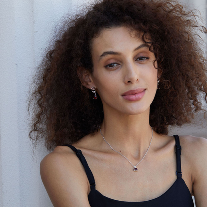 Natural Garnet Perfume Bottle S925 Sterling Silver Necklace