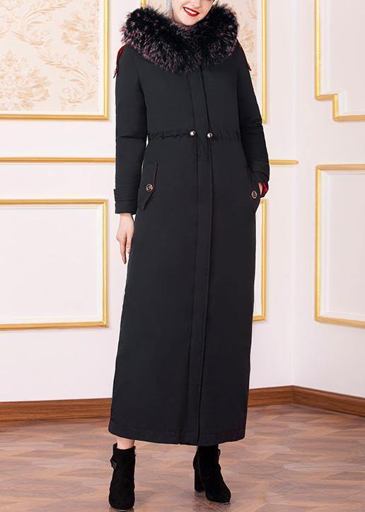 New Loose Fitting Winter Jacket Hooded Winter Outwear Black Drawstring Goose Down Coat