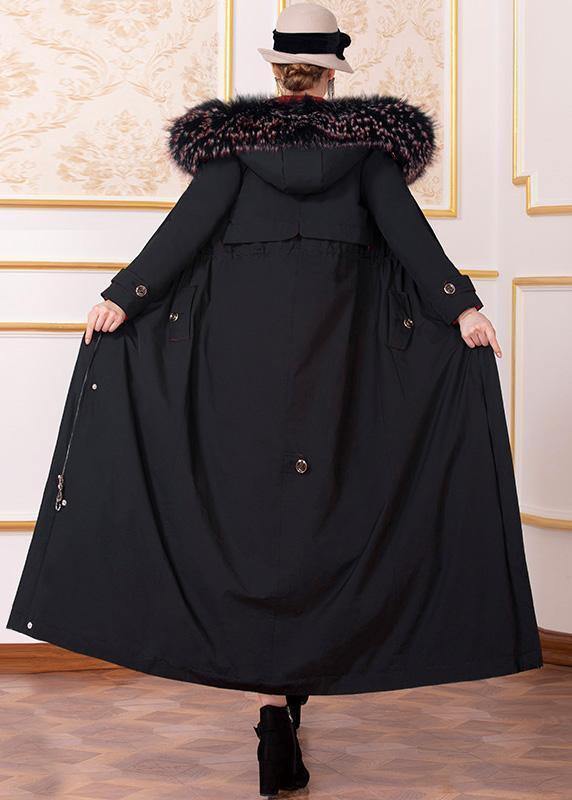 New Loose Fitting Winter Jacket Hooded Winter Outwear Black Drawstring Goose Down Coat