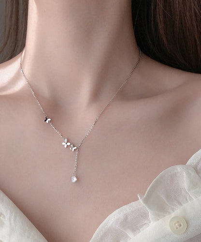 New Style Sparkling Diamond Butterfly Necklace Light Tassel
