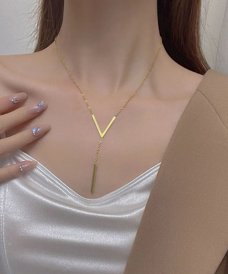 V-shaped New Gold Clavicle Colour Chain Long Neckla