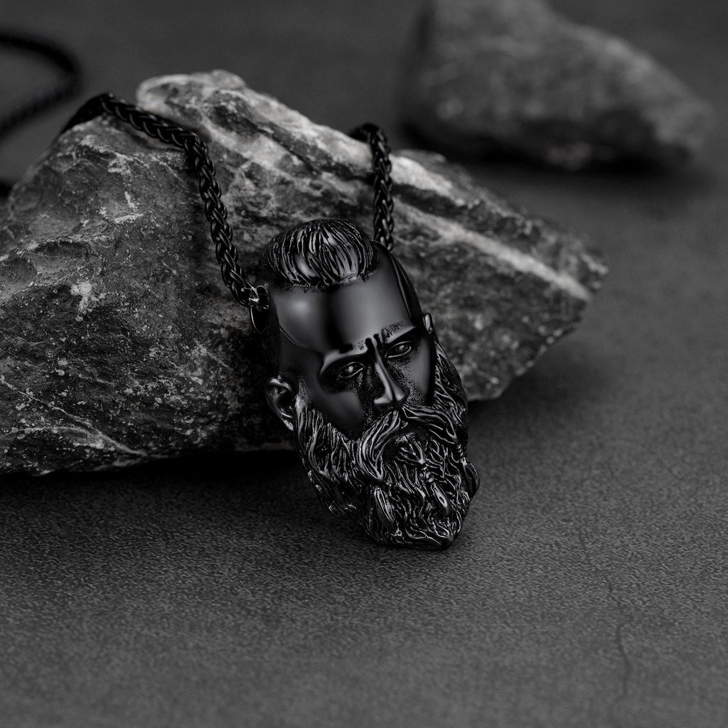 Flash Nordic Viking Head Necklace Amulet Jewelry for