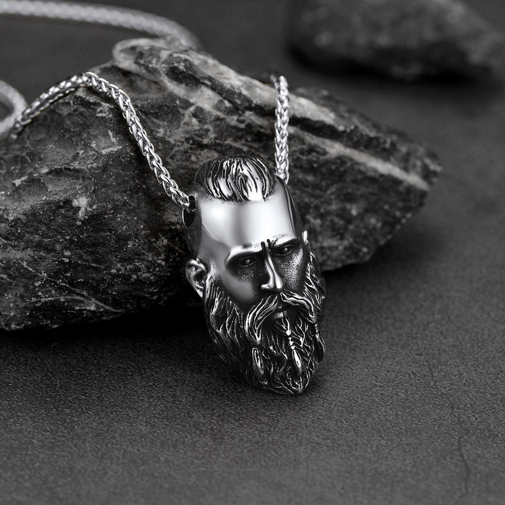Flash Nordic Viking Head Necklace Amulet Jewelry for
