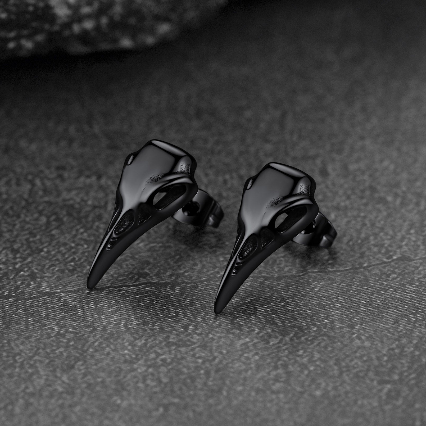 Gothic Raven Skull Stud Earring for