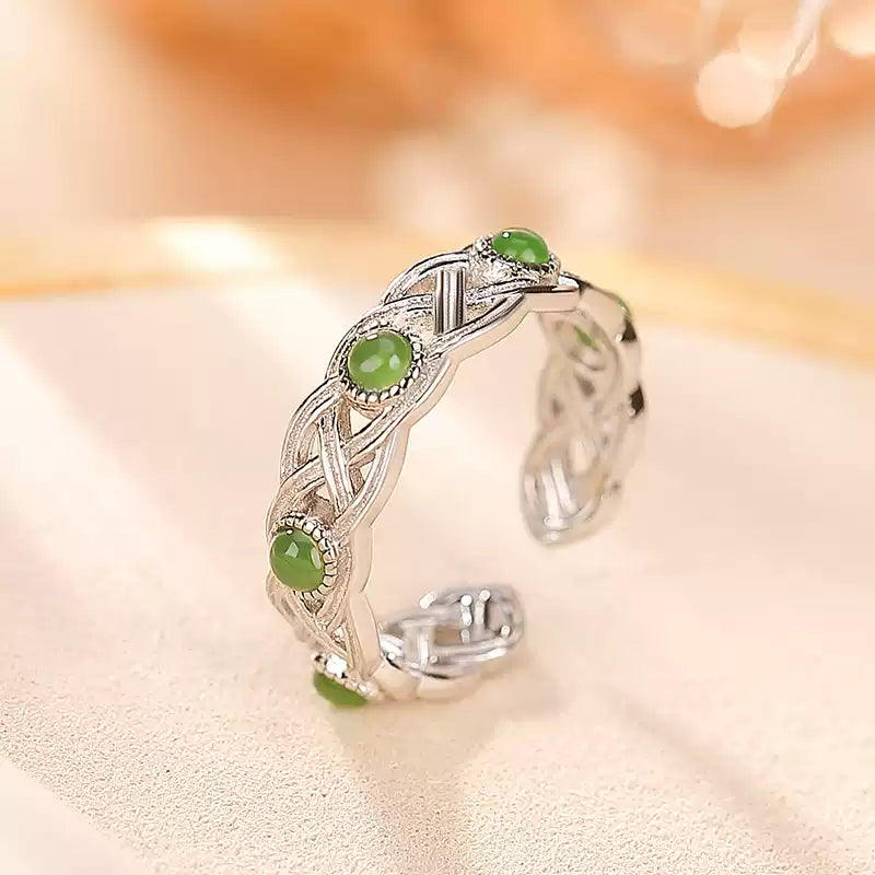 Jade Eternity Gold-plated Sterling Silver Ring