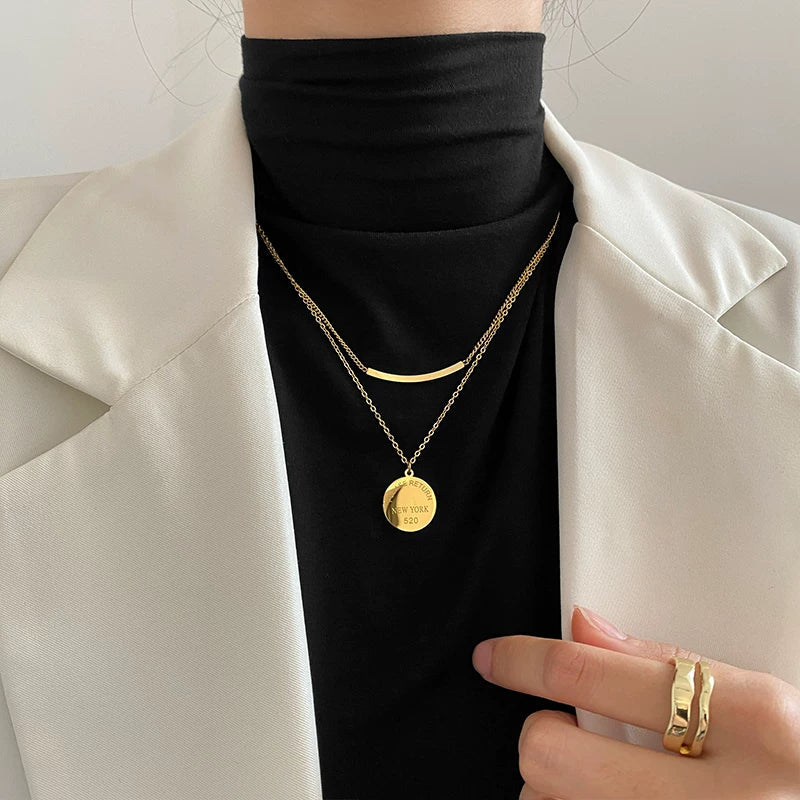 Double-layer Smiley Face Necklace