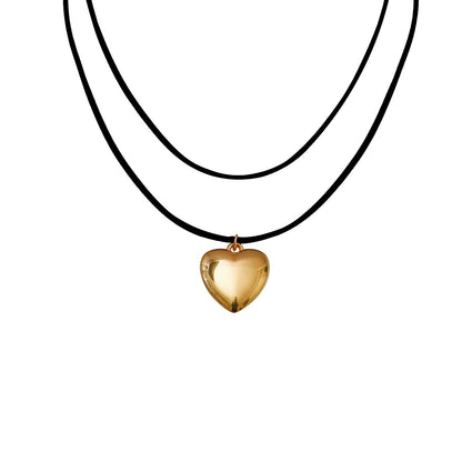 Adjustable Korean Velvet Choker With Big Heart Pendant Necklace