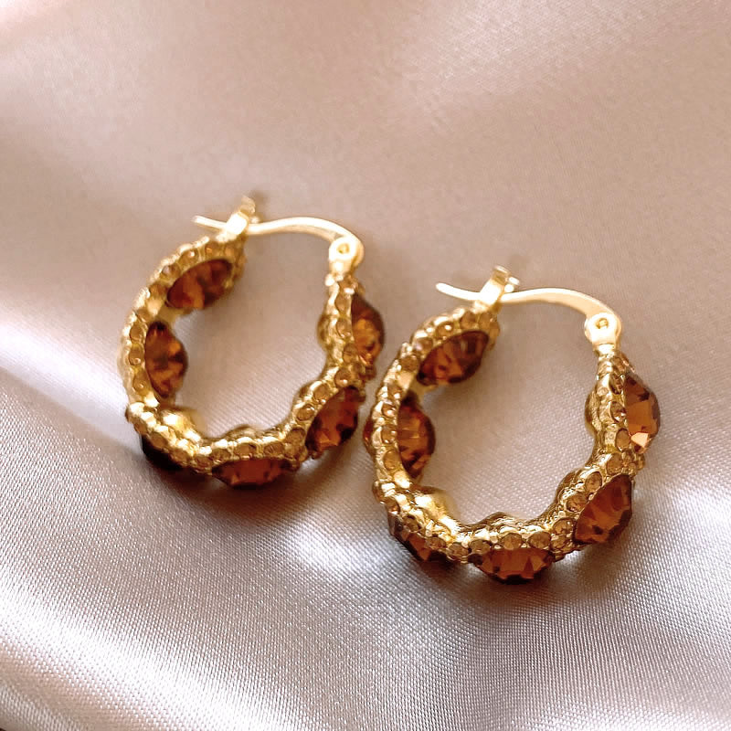 Aza Gold-plated Rhinestone Earrings