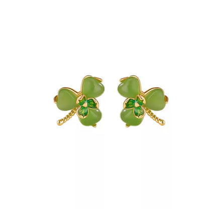 Talia Jade Clover Stud Earrings
