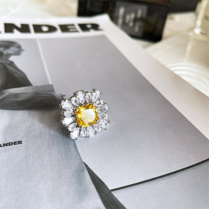 Rena Golden Zircon Crystal Ring