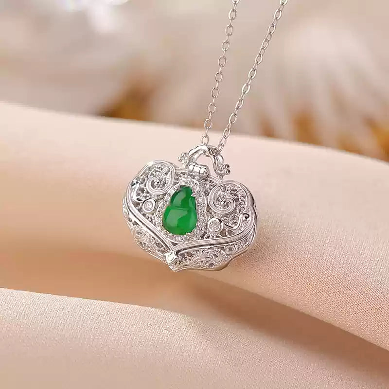 Hope Emerald Teardrop Filigree Pendant Necklace