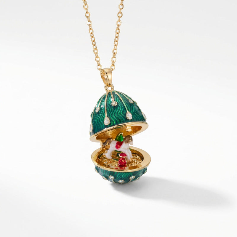 Enameled Egg Pendant Necklace
