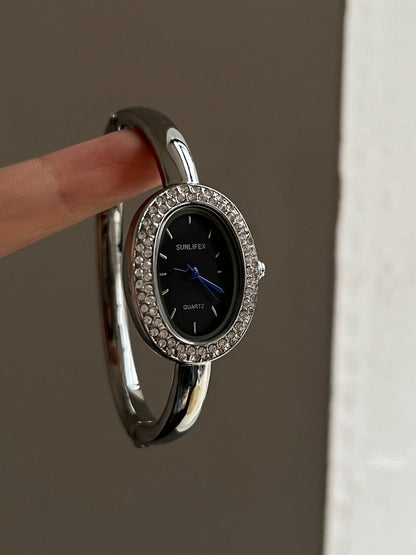 Anorah Diamond Oval Bracelet Watch