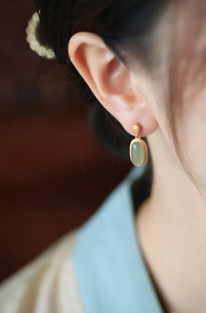 Jade Elegance Silver Drop Earrings