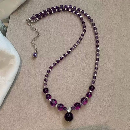 Amethyst Stone & Crystal Beaded Necklace