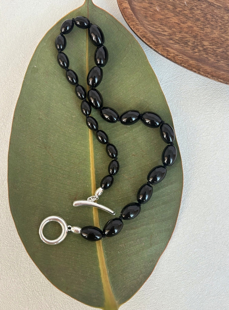 Midnight Onyx Bead Necklace