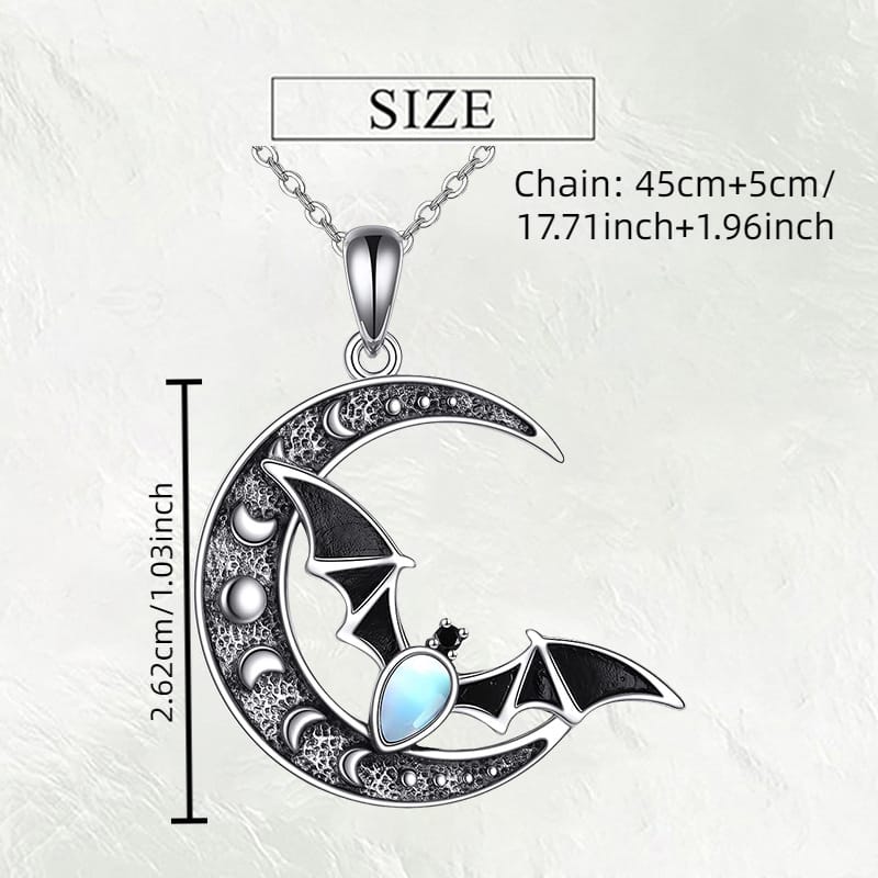 Moonlit Batflight Crescent Necklace