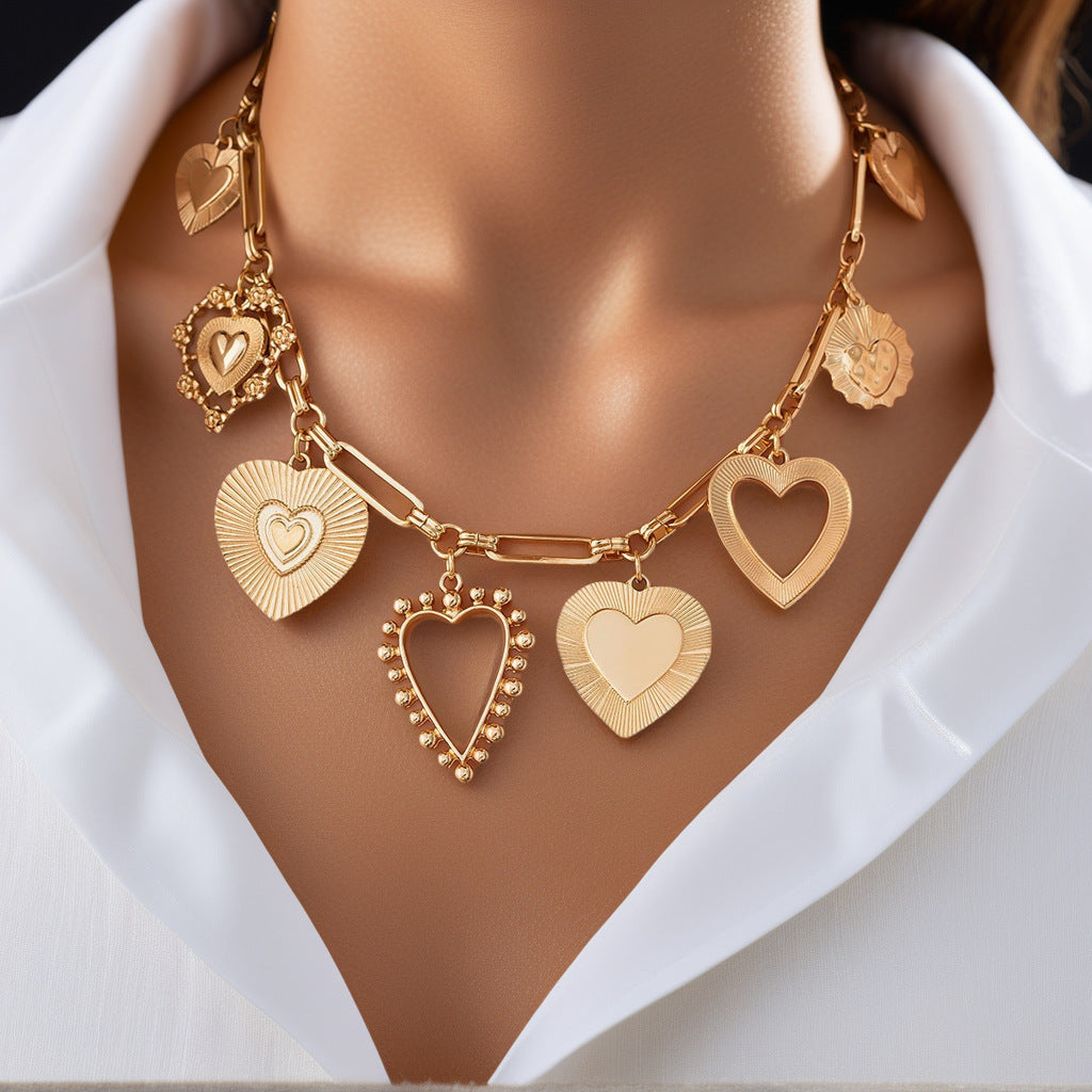 Kymora Striped Heart Necklace