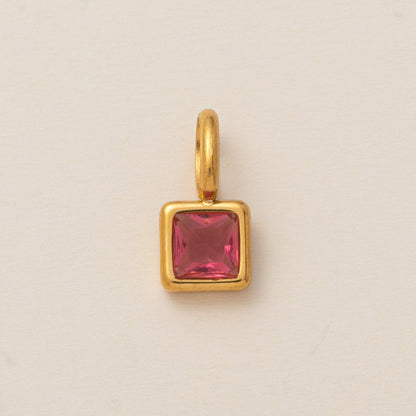 Lotus Birthstone Cube Necklace