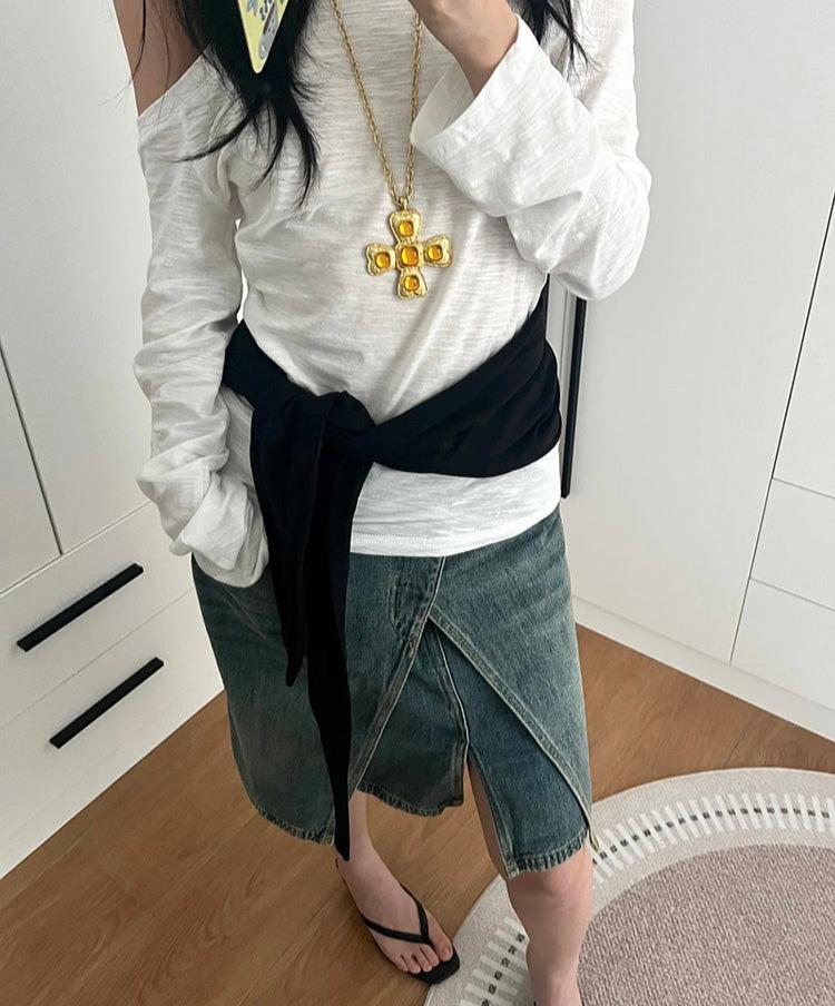 Amber Cross Pendant Necklace