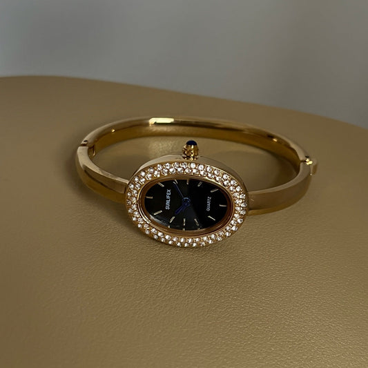 Anorah Diamond Oval Bracelet Watch