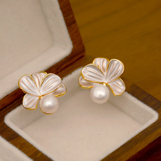 Rhyann Camellia Pearl Earrings