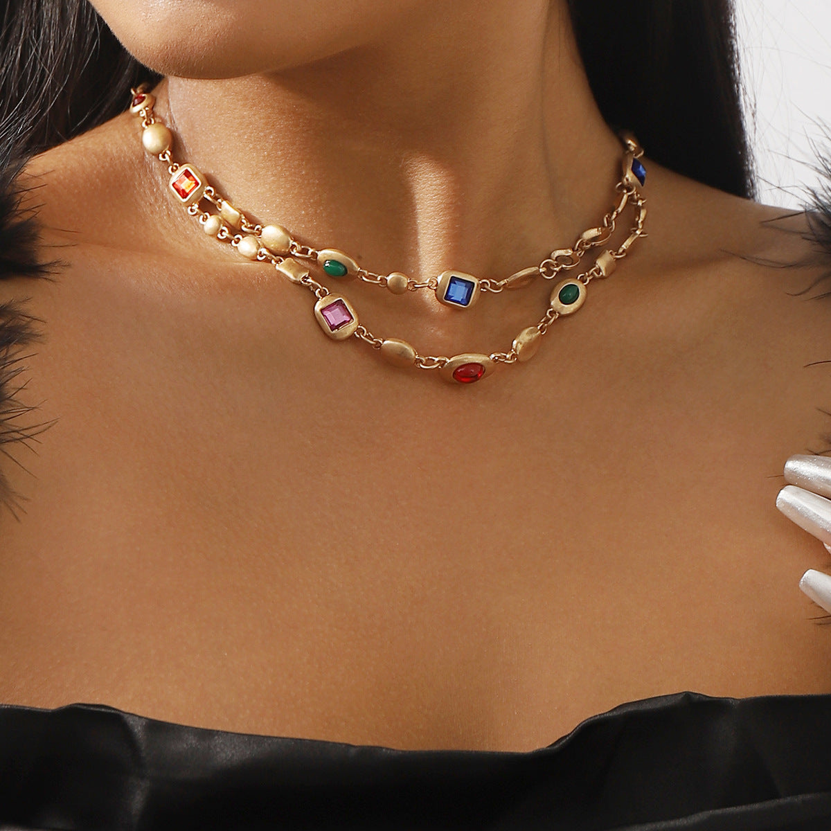 Melinda Layered Gemstone Necklace