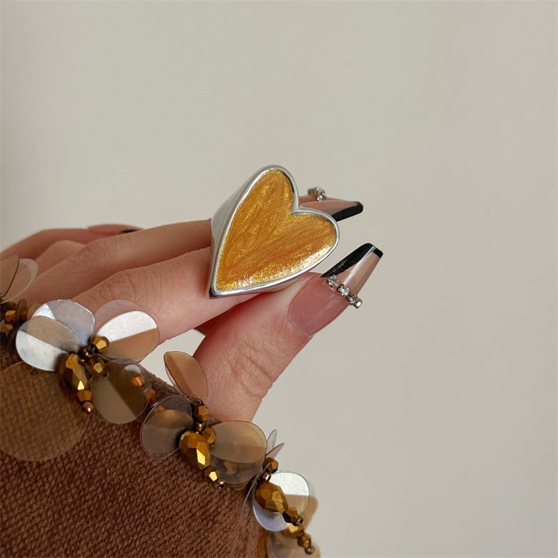 Kelsy Enamel Heart Open Ring