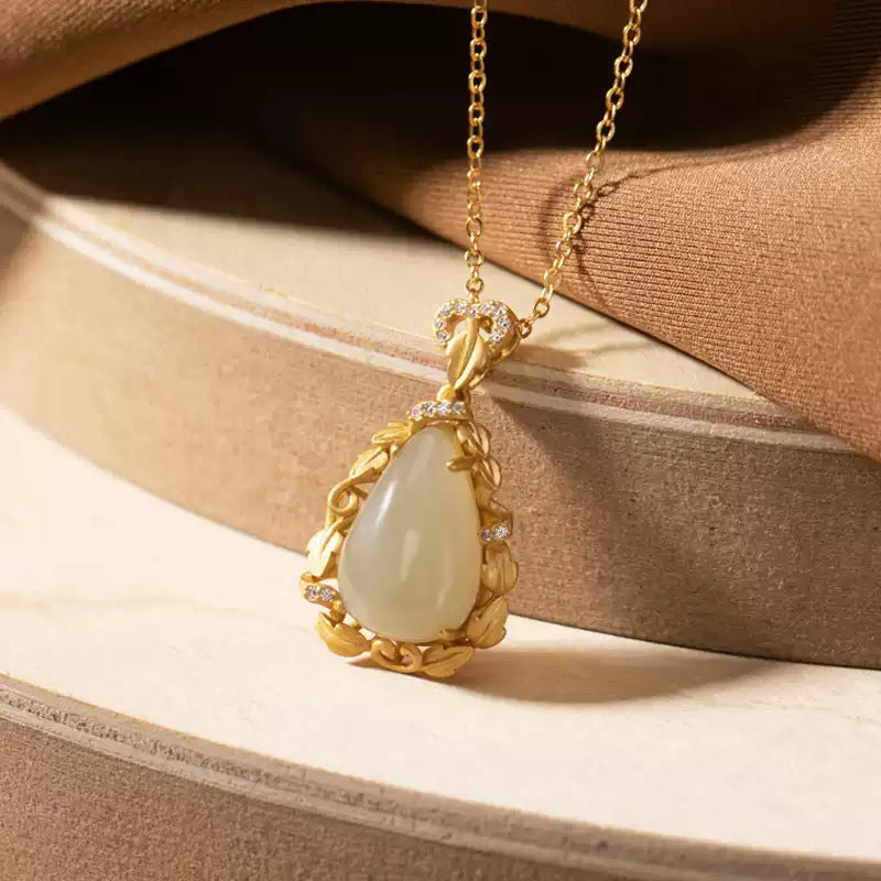 Jade Teardrop Pendant Necklace