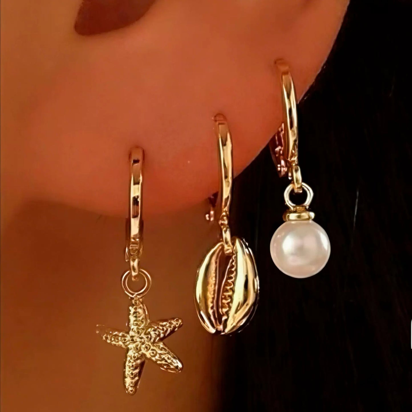 Shell Pearl Earring Set