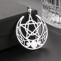 Mystic Moon Triple Goddess Pentagram Necklace