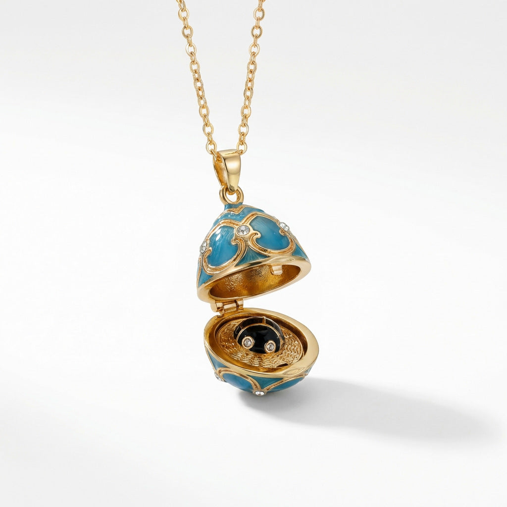 Enameled Egg Pendant Necklace
