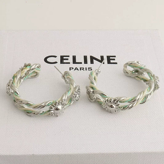 Braided Rope Sunflower Hoop Earrings