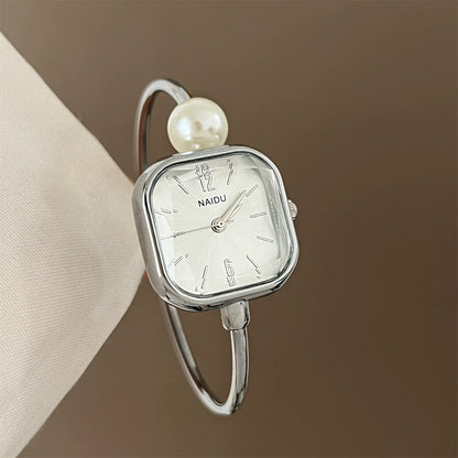 Square Pearl Bracelet Watch