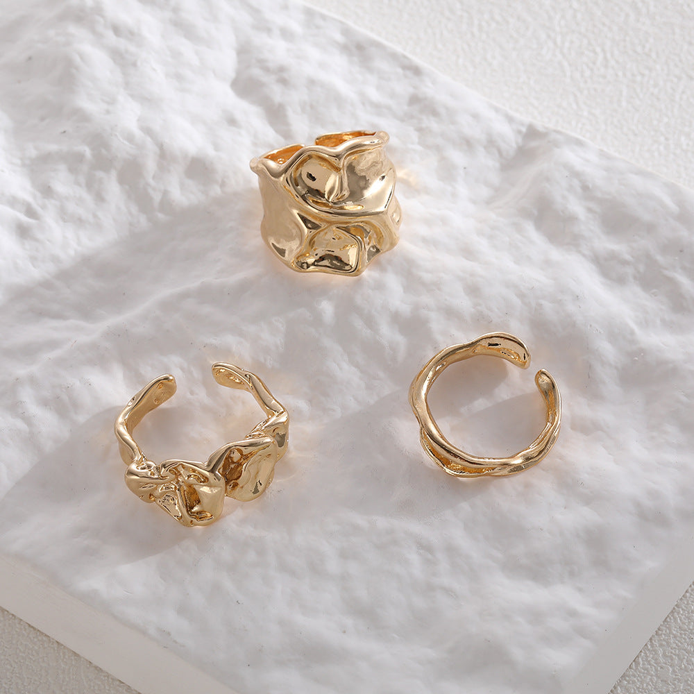 Azure Pleated Stack Rings