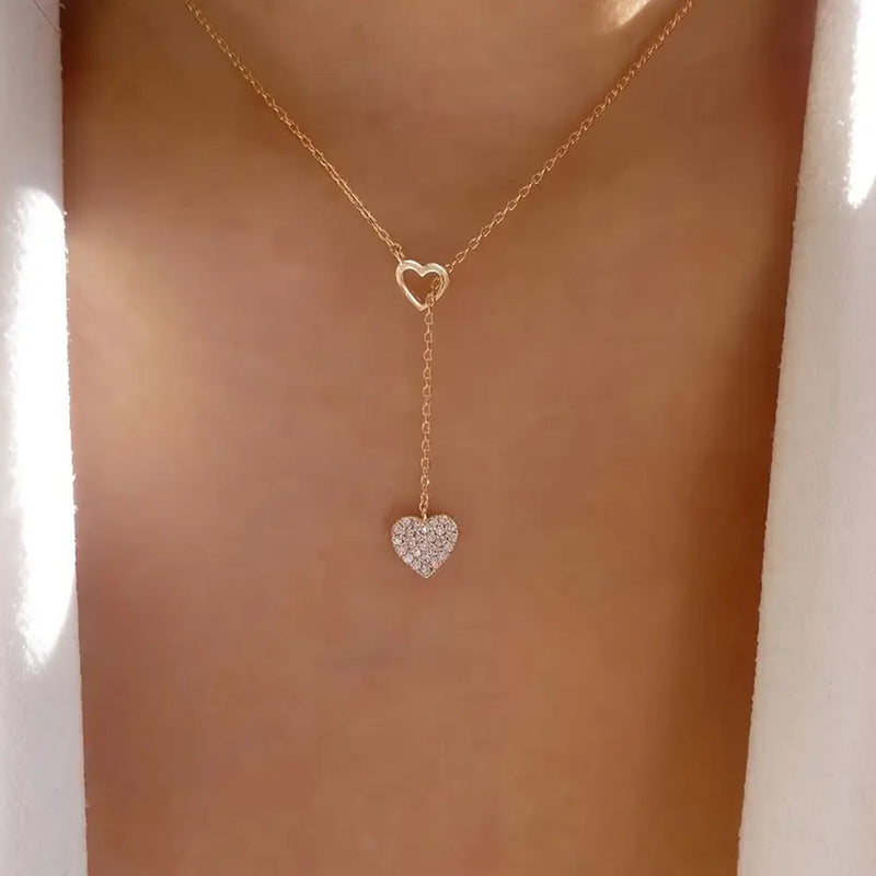 Jaylyn Rhinestone Heart Necklace