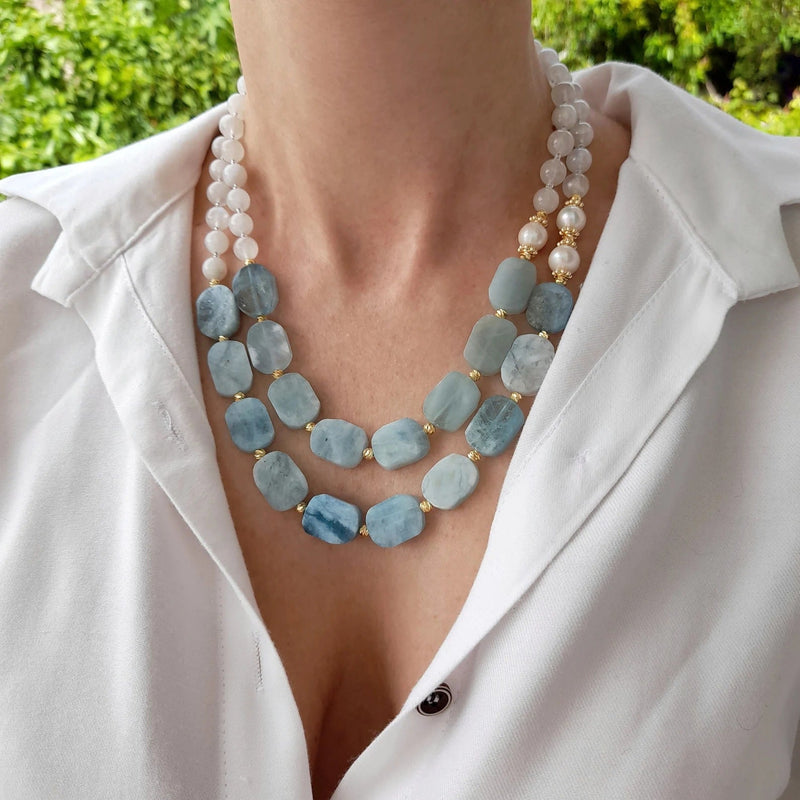 Aquamarine Double Strand Necklace
