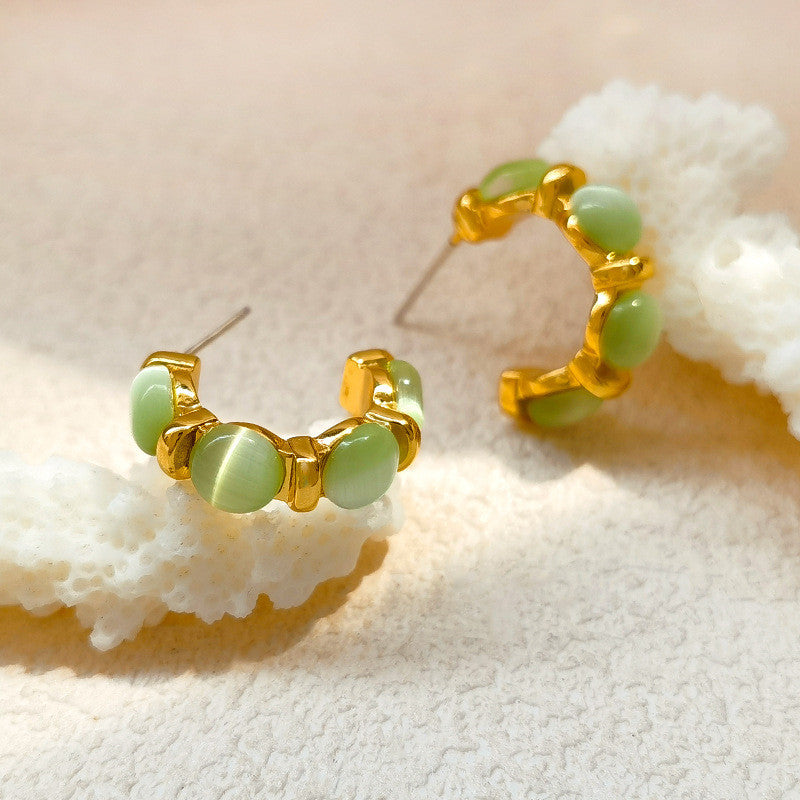Kooper Green Cat Eye Hoops