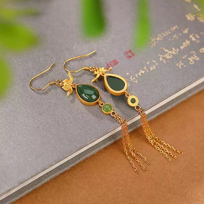 Juliet Emerald Elegance Tassel Earrings