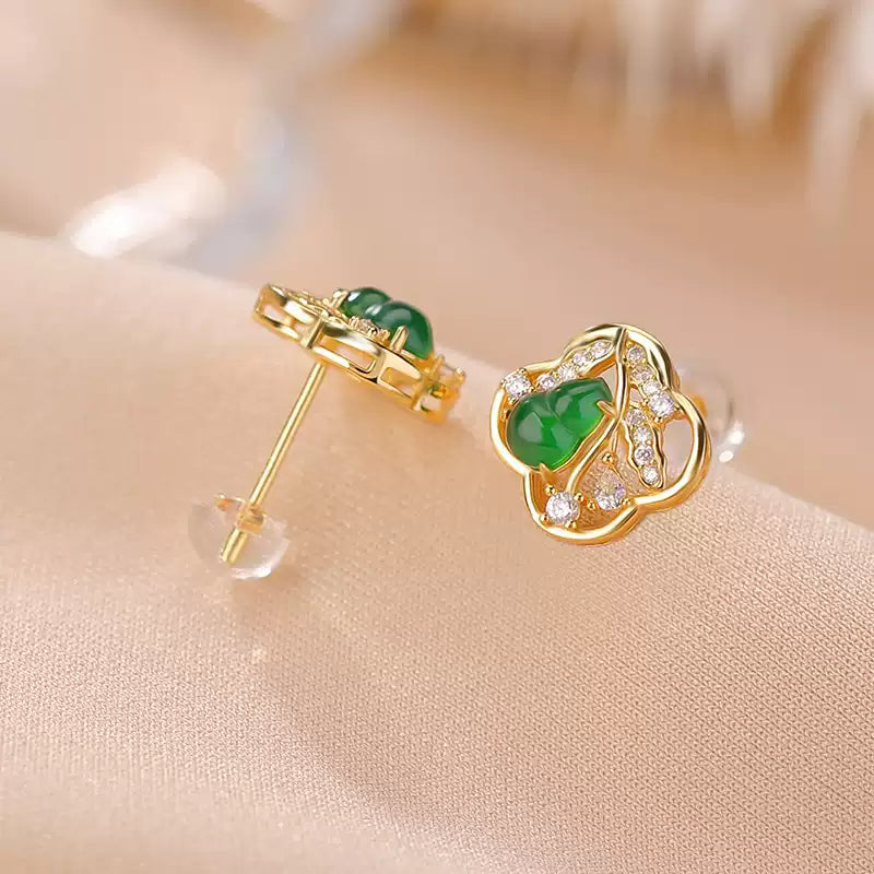 Lena Emerald Blossom Stud Earrings