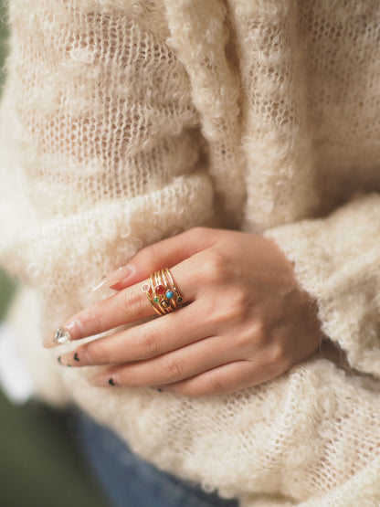 Neena Multi-gemstone Adjustable Ring